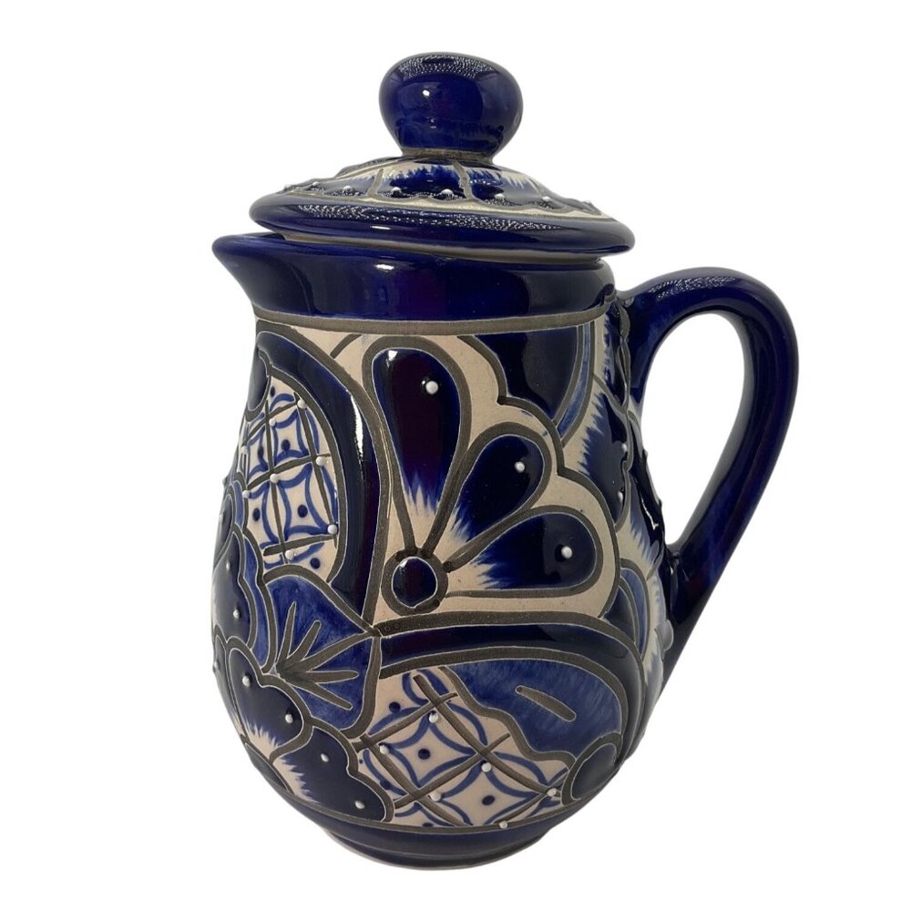 New Hand-Painted Artisan Handmade Talavera Ceramic Pitcher Jar Vase Lided